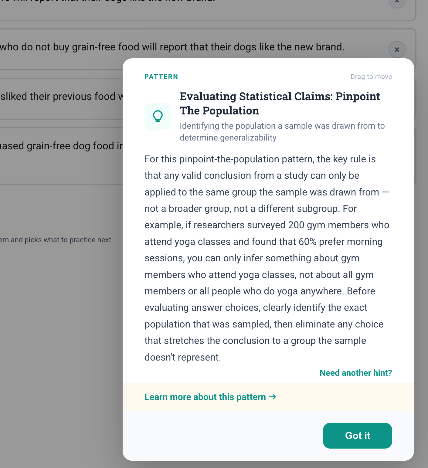Two-tiered hint on a Math question — one generic nudge, one specific clue