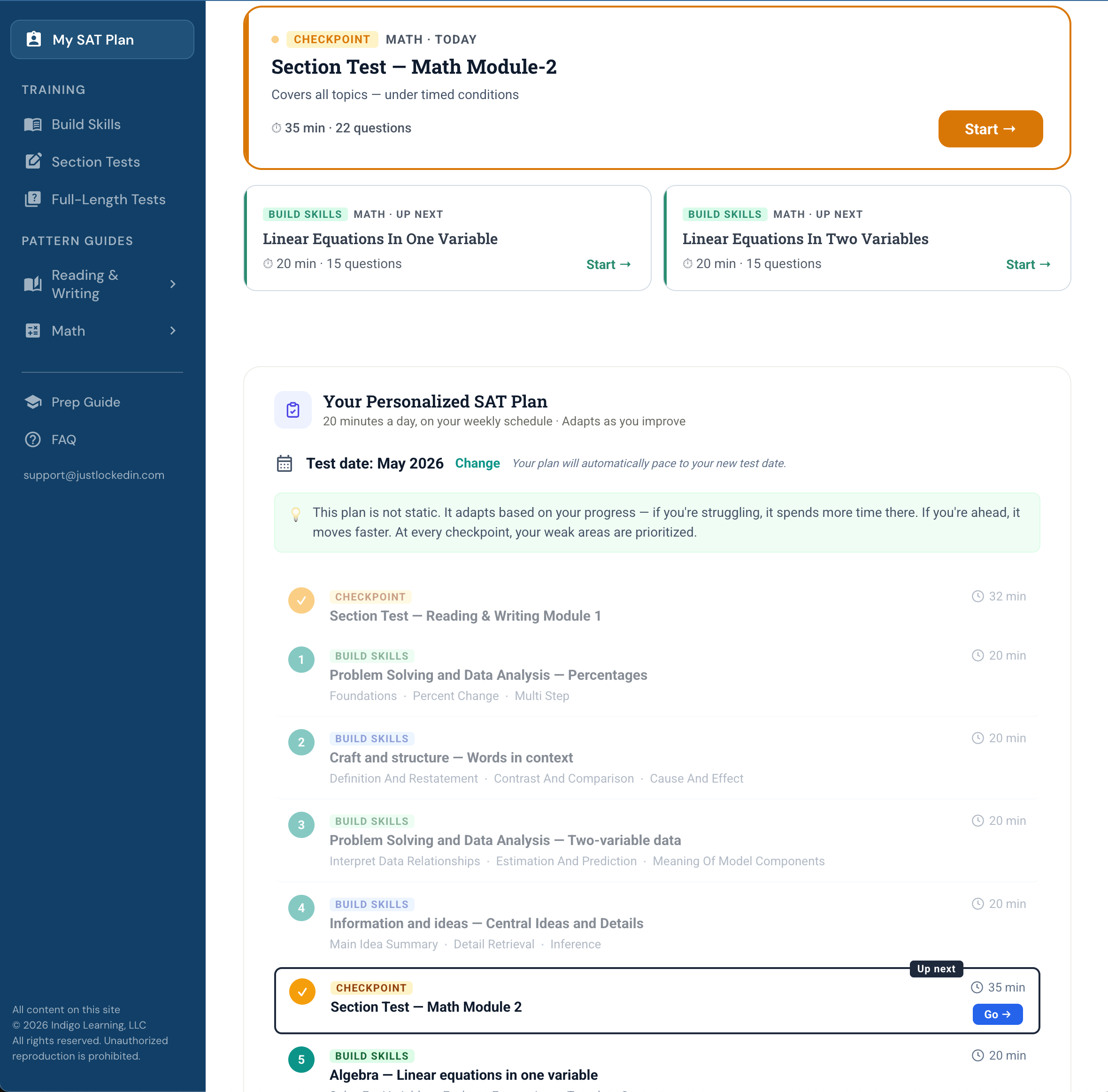 JustLockedIn SAT prep platform screenshot