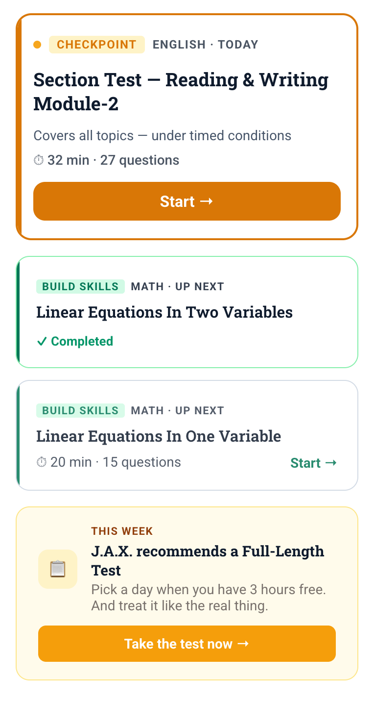 JustLockedIn SAT prep platform mobile screenshot